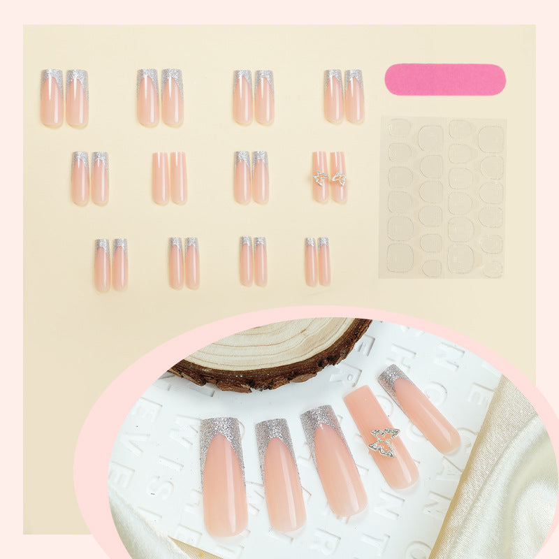 Elegant Silver Glitter Press-On Nail Set Stornfield