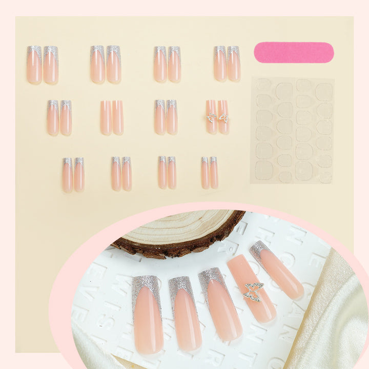 Elegant Silver Glitter Press-On Nail Set Stornfield