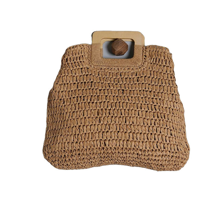 Basket bag with stylish wooden handle Stornfield
