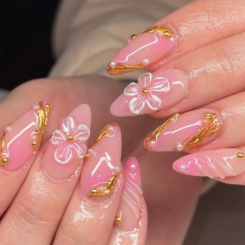 Decorative Press-On Nail Art with Floral Designs Stornfield