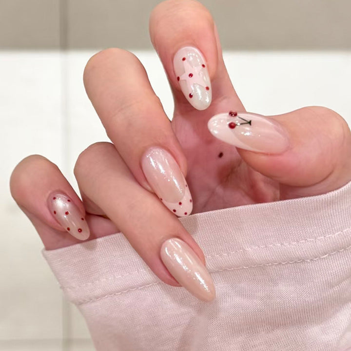 Artistic Press-On Nail Set with Cherry Blossom Design Stornfield