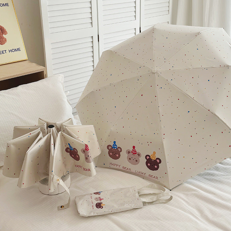 Ladies Foldable Umbrella with Playful Bear Design Stornfield