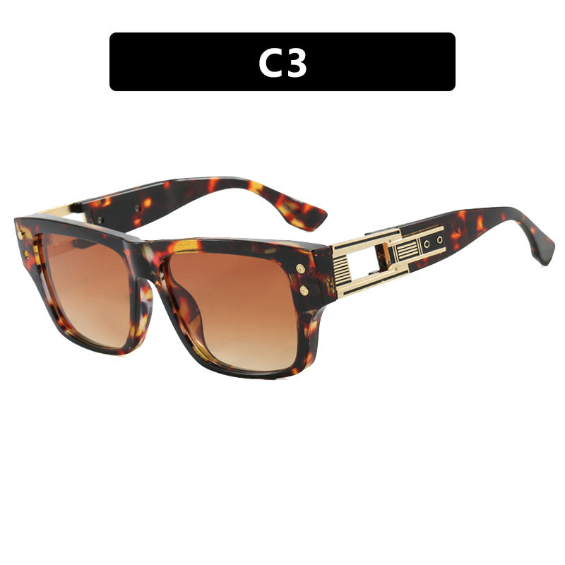 Women’s trendy square sunglasses with elegant gold decorative structure Stornfield