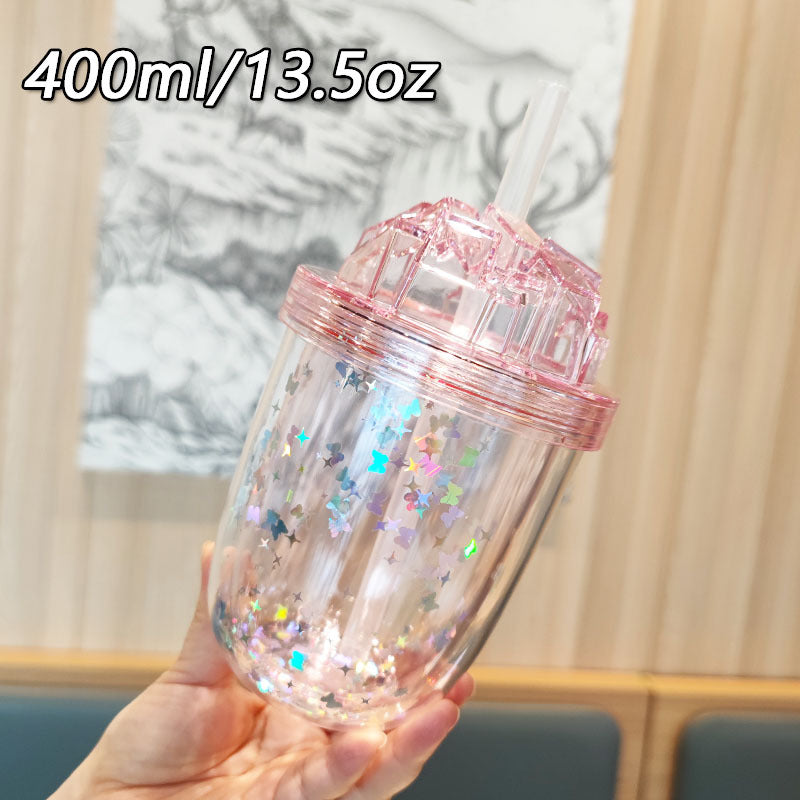 Women's Glittering Drinking Cups with Straw Stornfield
