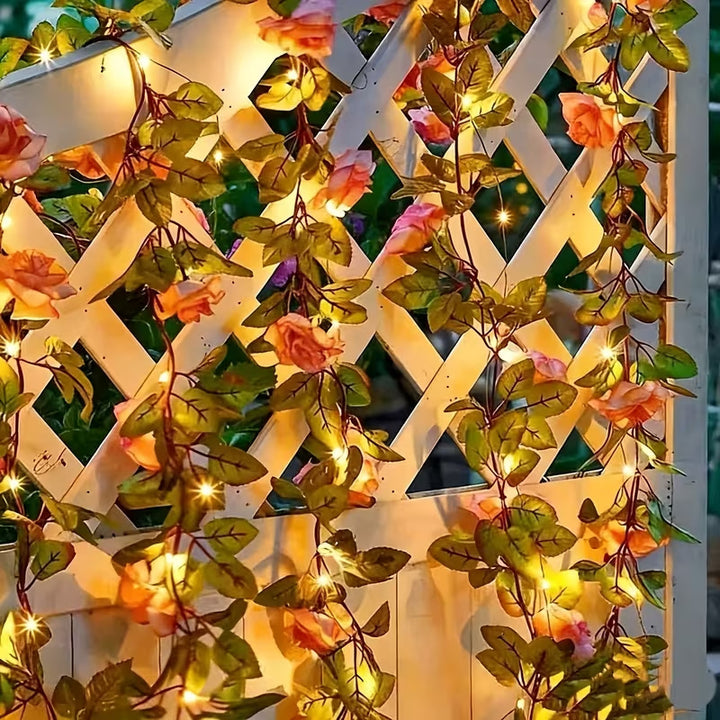 Artificial Rose Vine LED Fairy String Lights Waterproof Copper Wire Stornfield