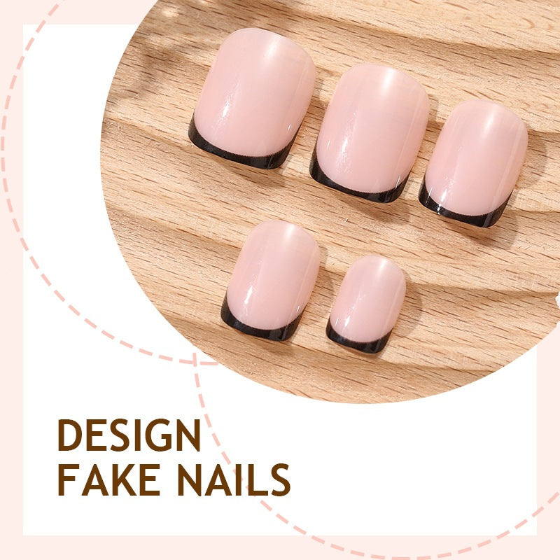 Elegant Artificial Nail Set with Black Tip Stornfield