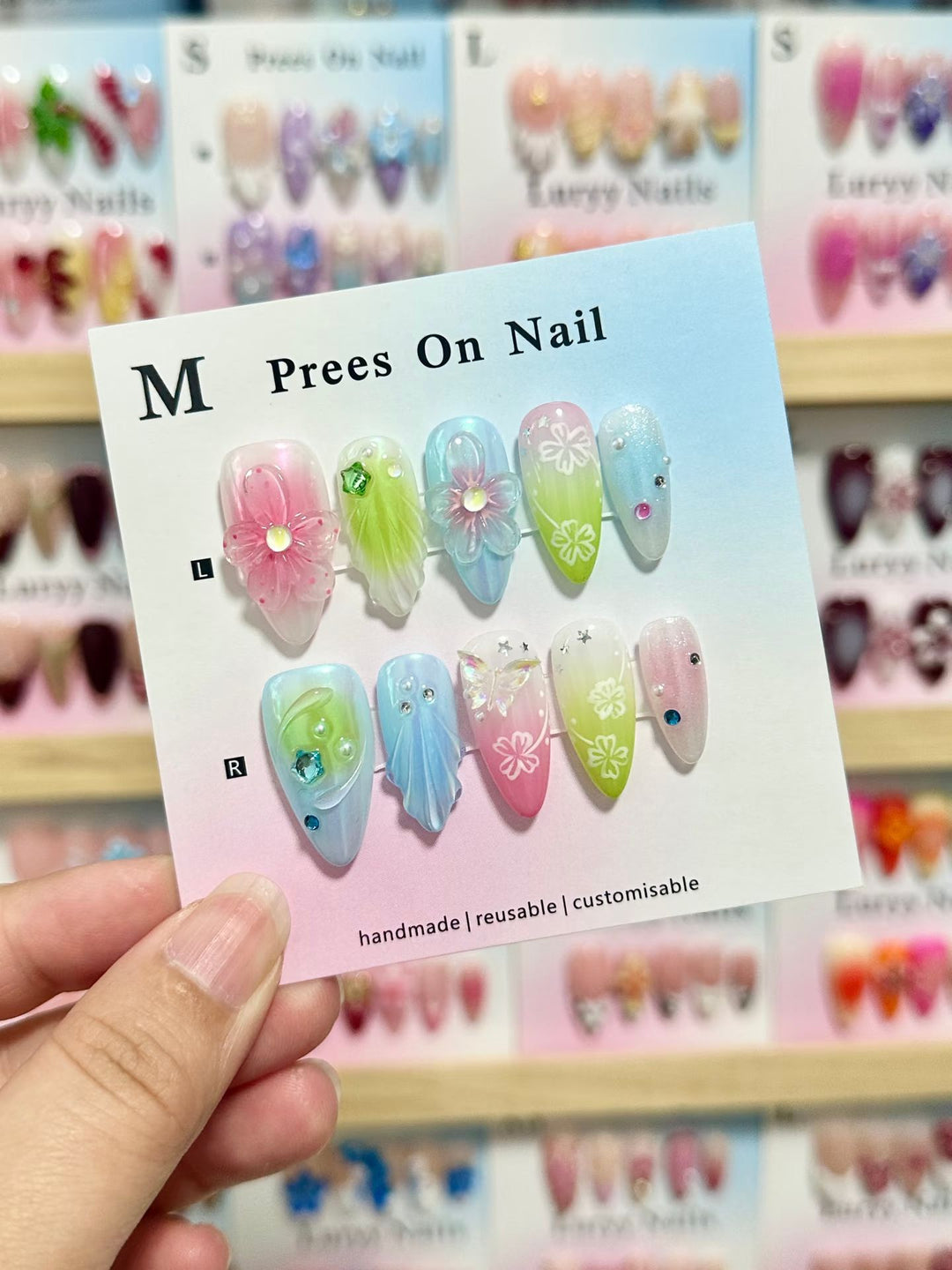 Handmade Floral Design Press-On Nails  1791772929