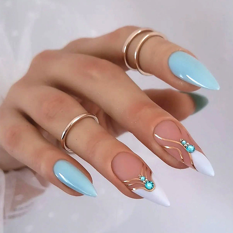 Elegant artificial nails in a modern design with glitter accents Stornfield