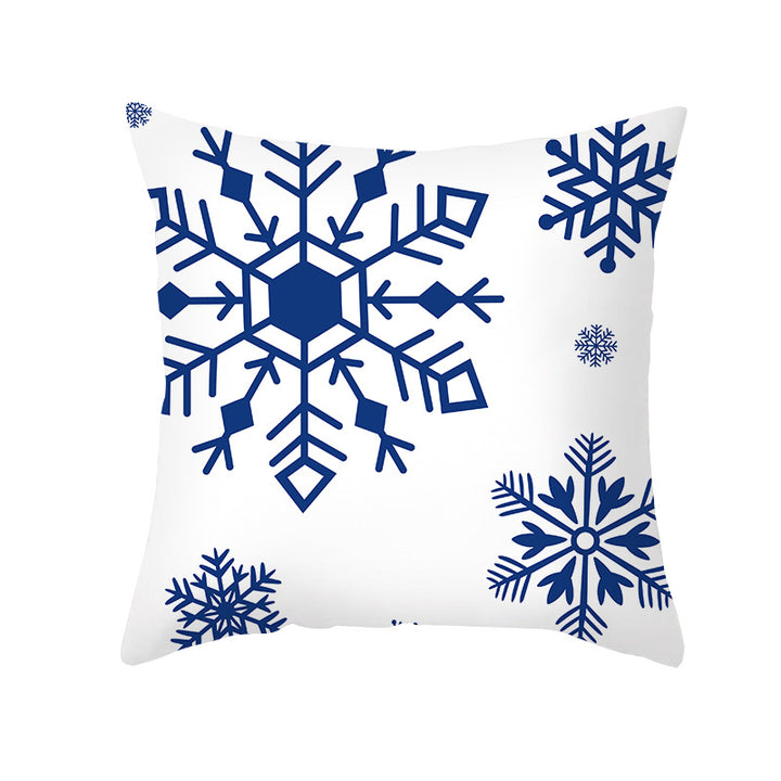 Festive Santa Silhouette Square Cushion Cover with Snowflake Border and Concealed Zipper