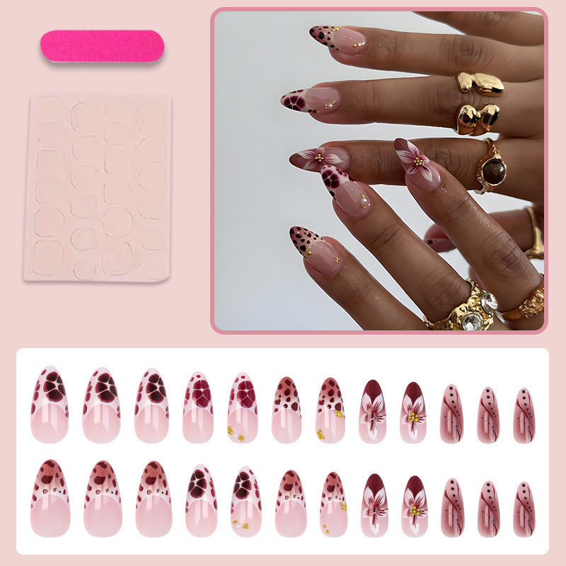 Acrylic nail set with floral and modern decorations Stornfield