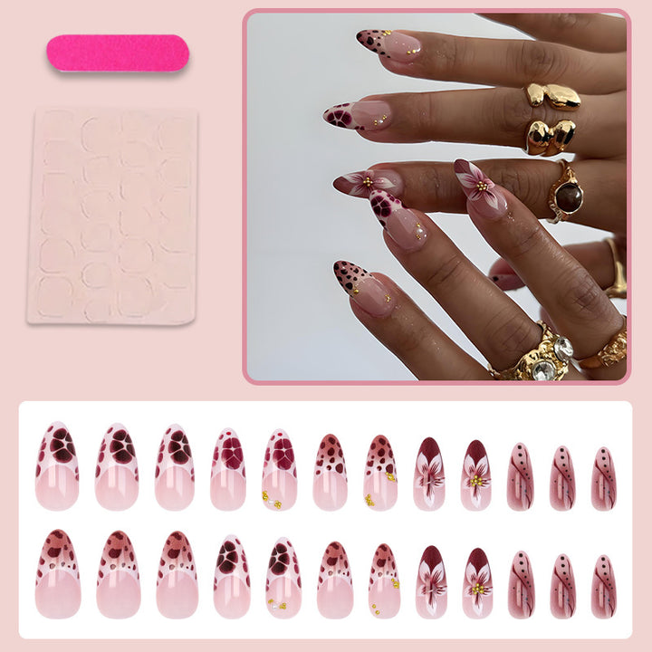 Acrylic nail set with floral and modern decorations Stornfield