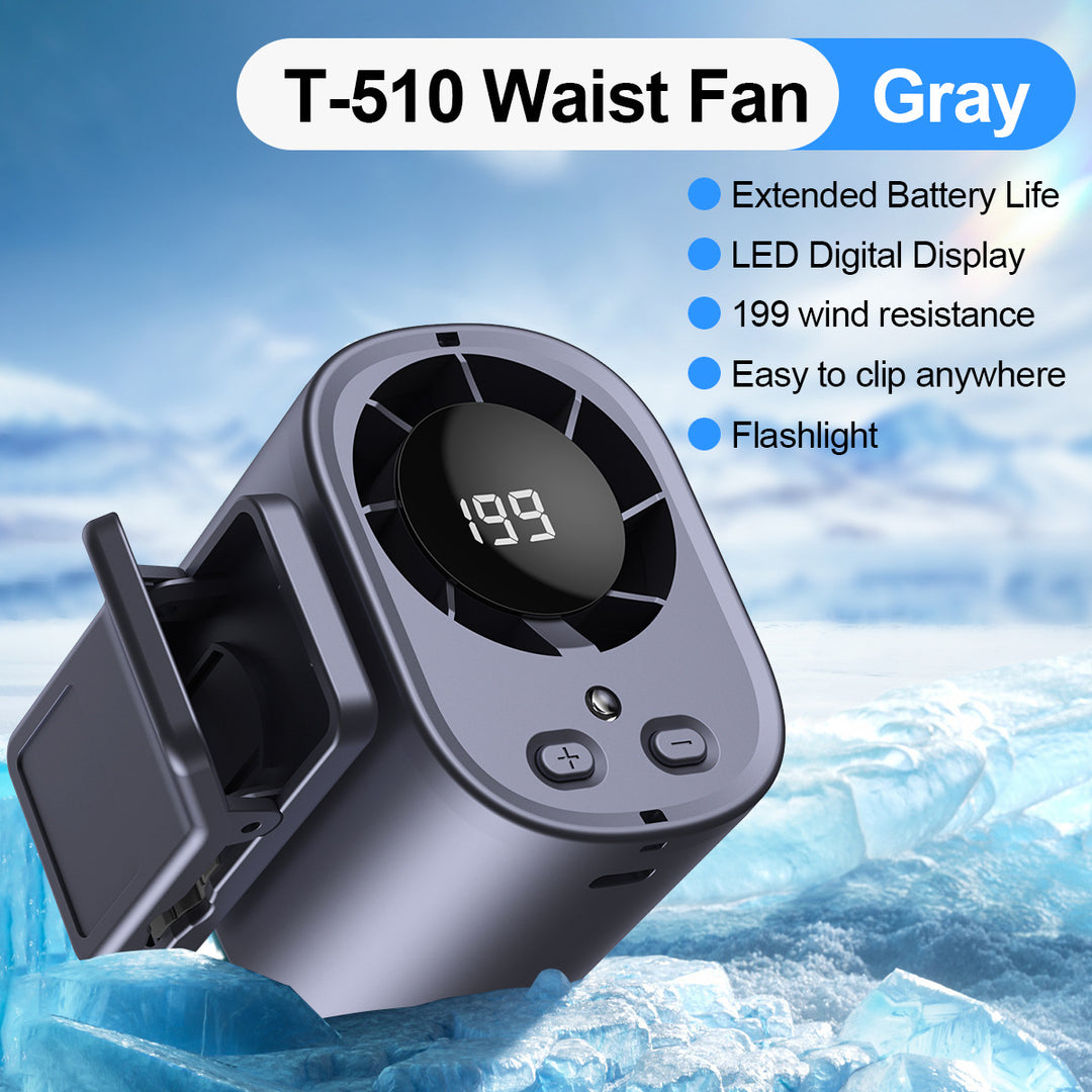 Unisex nan portable clip-on waist cooling fan with LED display Stornfield