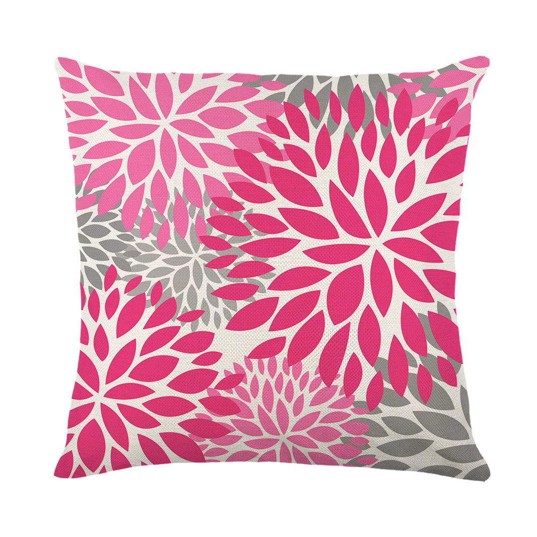 Artistic Daisy Print Linen Throw Pillow