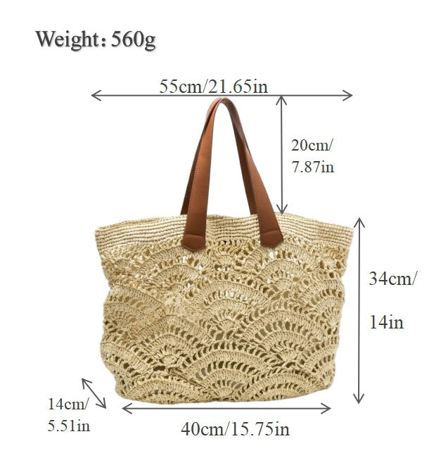 Macrame Shopping Bag with Elegant Leather Handles Stornfield