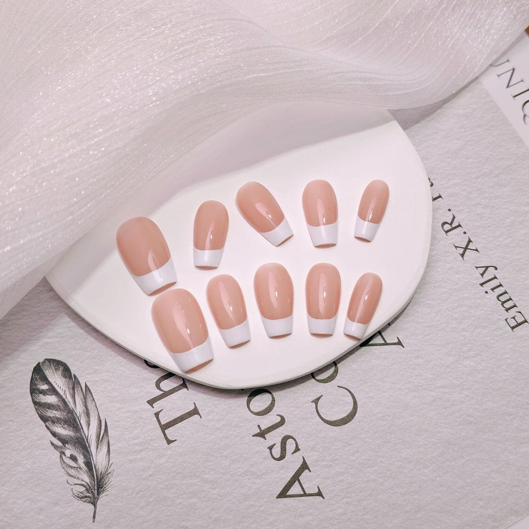 Elegant French Tip Press-On Nails Stornfield