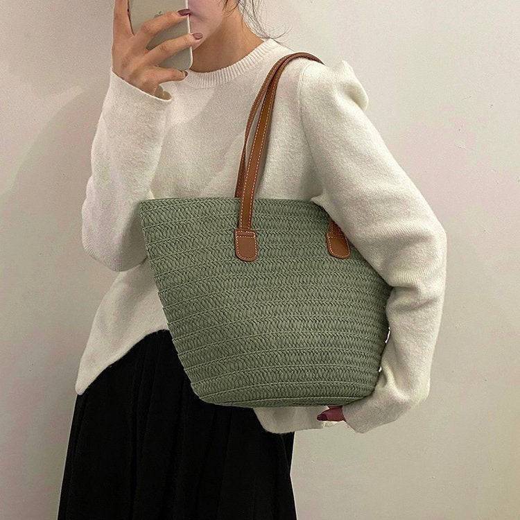 Handcrafted Beach Bag Made of Natural Material with Sturdy Handles Stornfield
