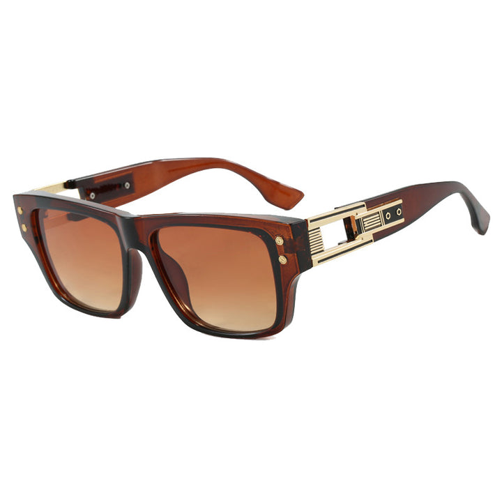 Women’s trendy square sunglasses with elegant gold decorative structure Stornfield