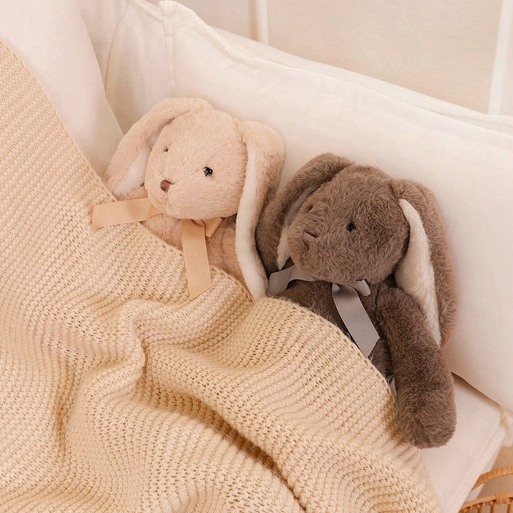 Plush Long-Eared Sitting Bunny Soft Toy with Ribbon Neck and Ultra-Soft Faux Fur Stornfield