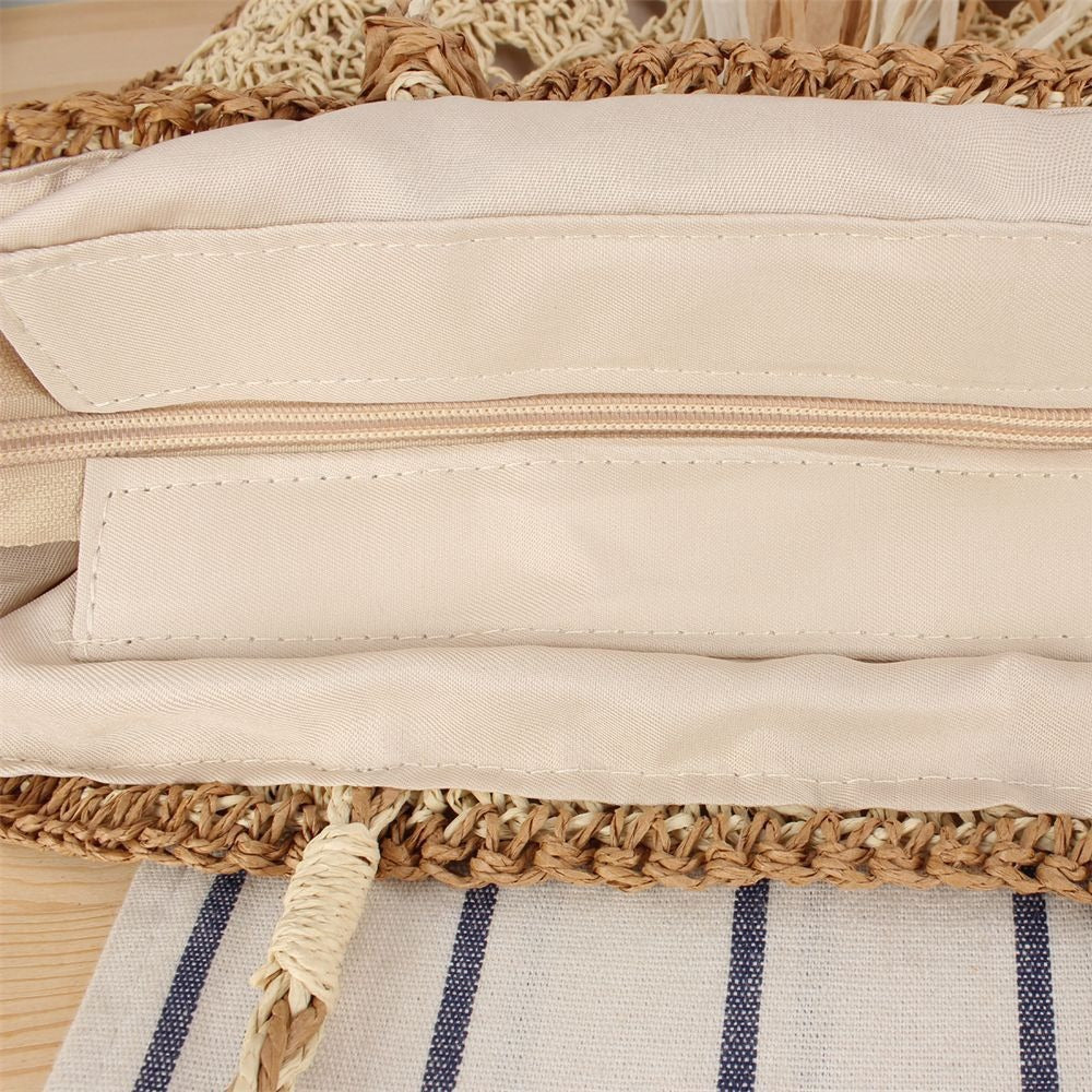 Trendy Braided Beach Bag with Tassels and Sturdy Design Stornfield