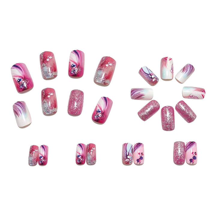 Glamorous artificial nails with filigree glitter decorations Stornfield