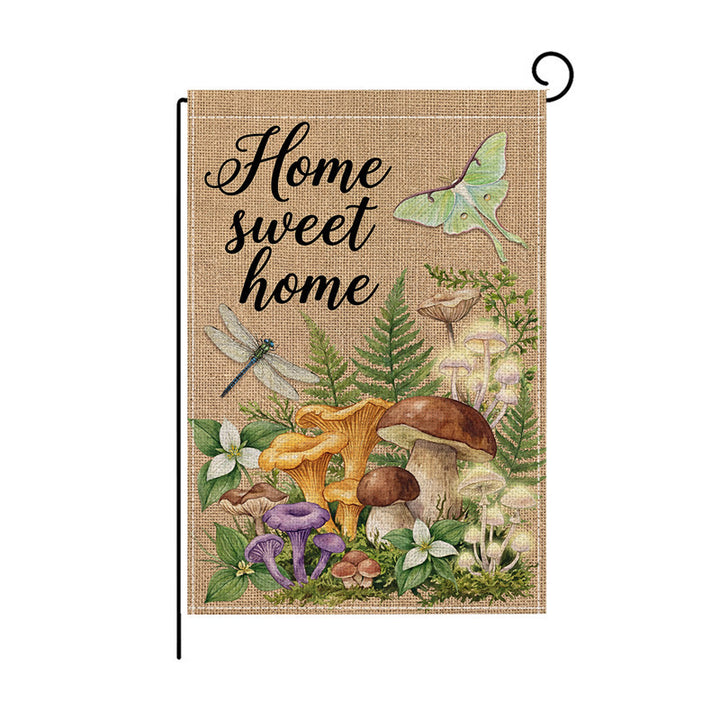 Decorative Burlap-Texture Welcome Garden Banner Flag with Sunflower Bouquet Mason Jar Artwork