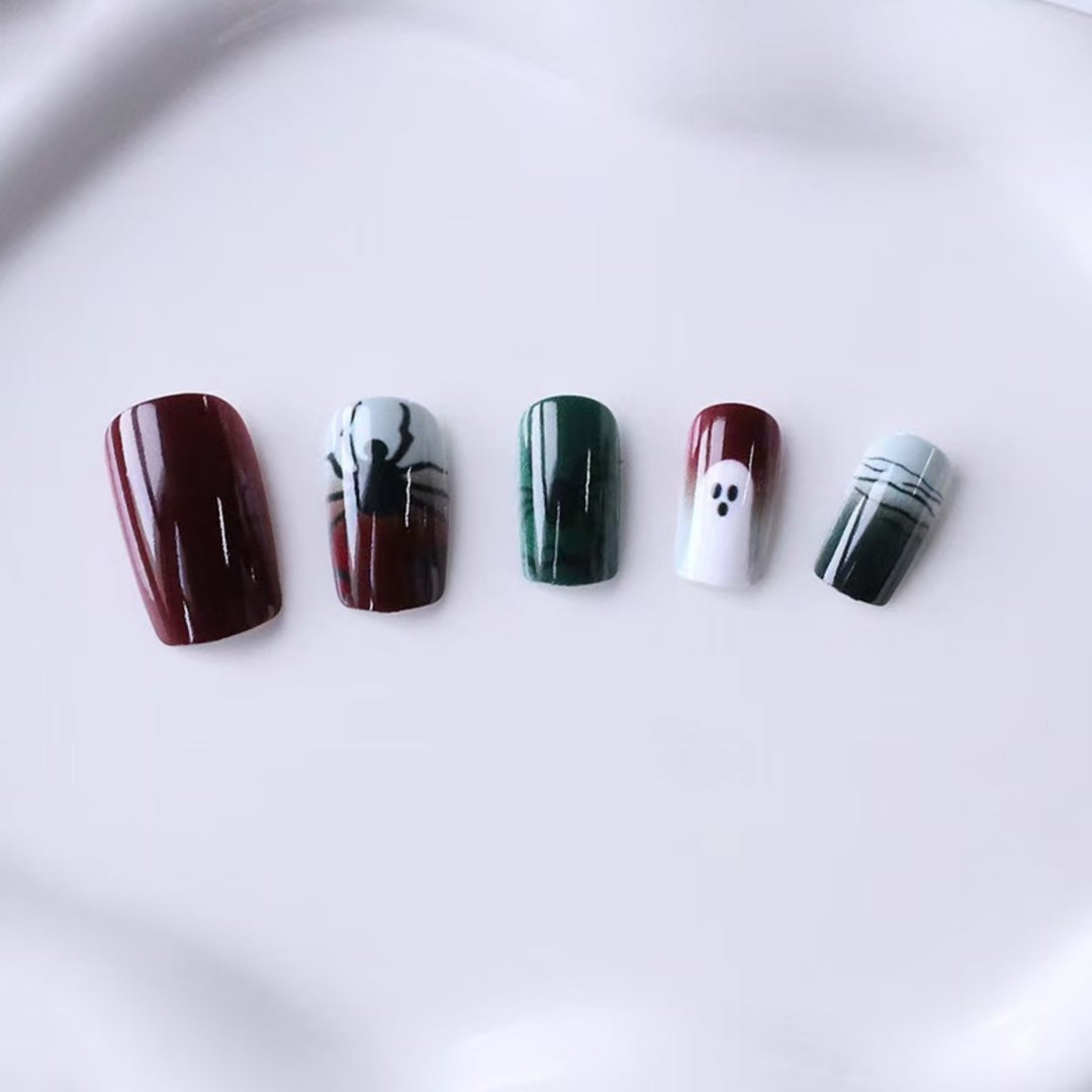 Creepy Art Nails with Spider and Ghost Designs Stornfield