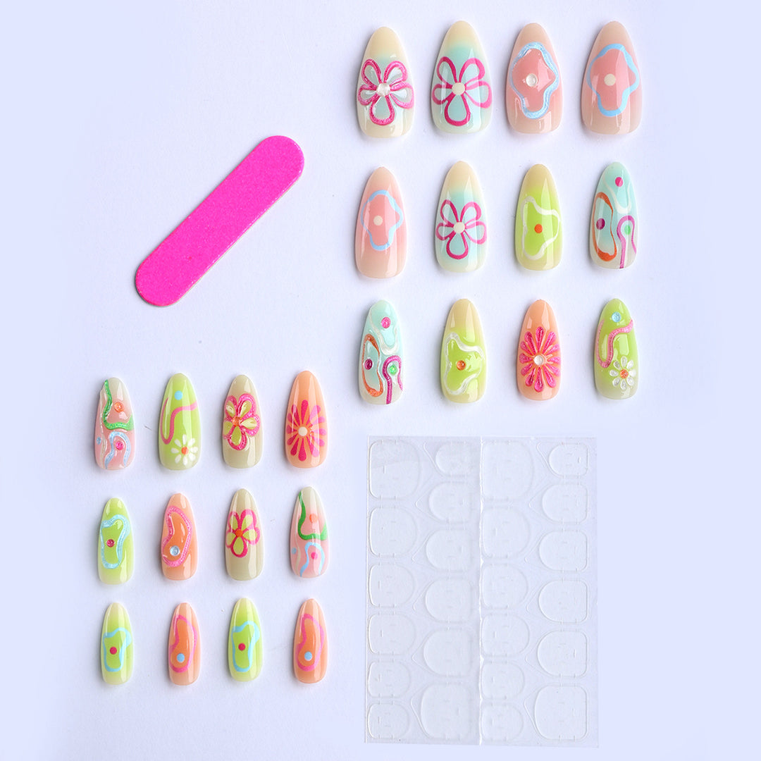 Artificial nails in the creative flower and foil design Stornfield