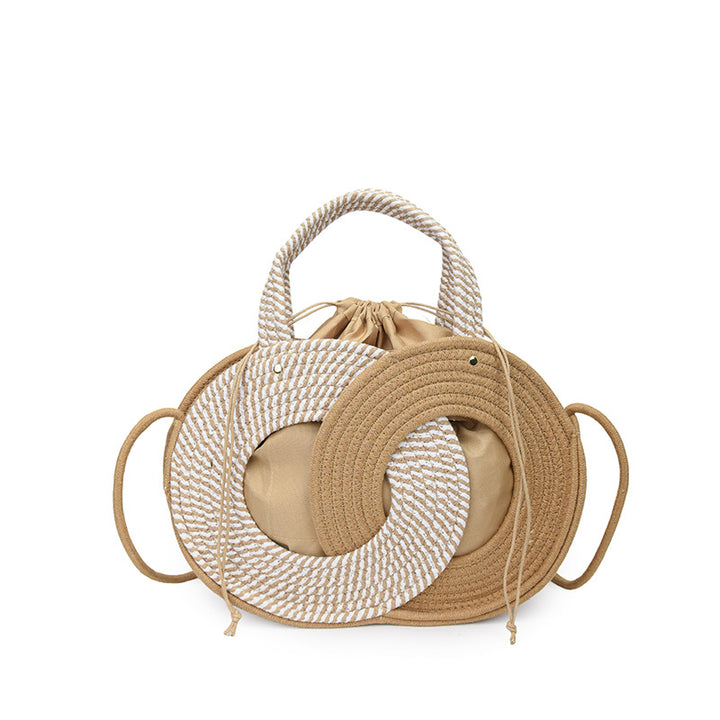 Artistic Dual-Circle Handled Tote Bag