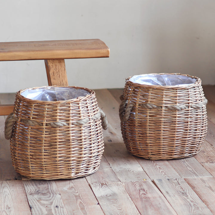 Rustic storage basket with hemp handles Stornfield