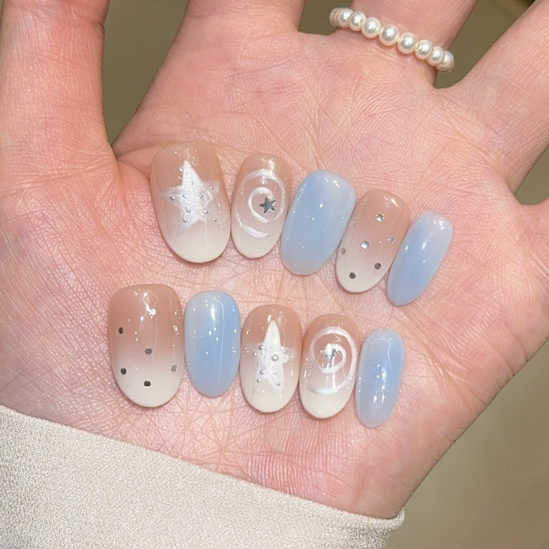Artificial Nail Tips in Sparkling Star Design Stornfield