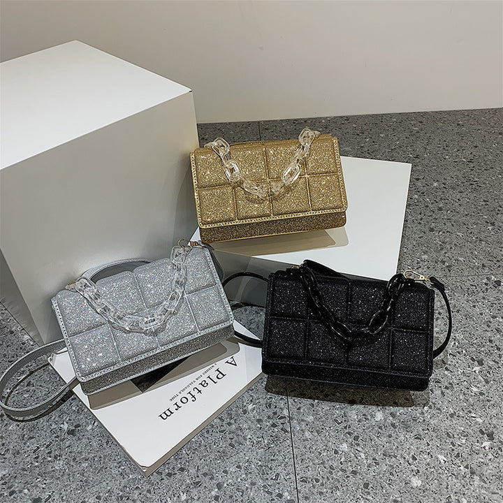 Textured Chain-Handled Evening Handbag