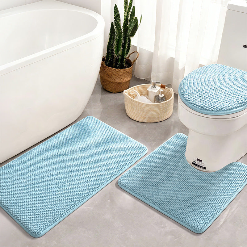 Textured Bath Mat and Toilet Lid Cover Set