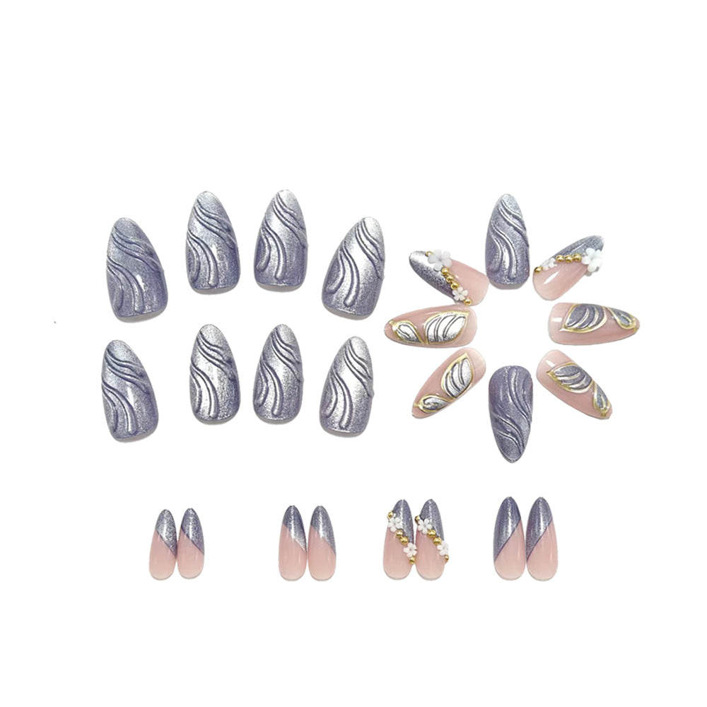 Artificial Nails In Elegant Flower and Leaf Design Stornfield