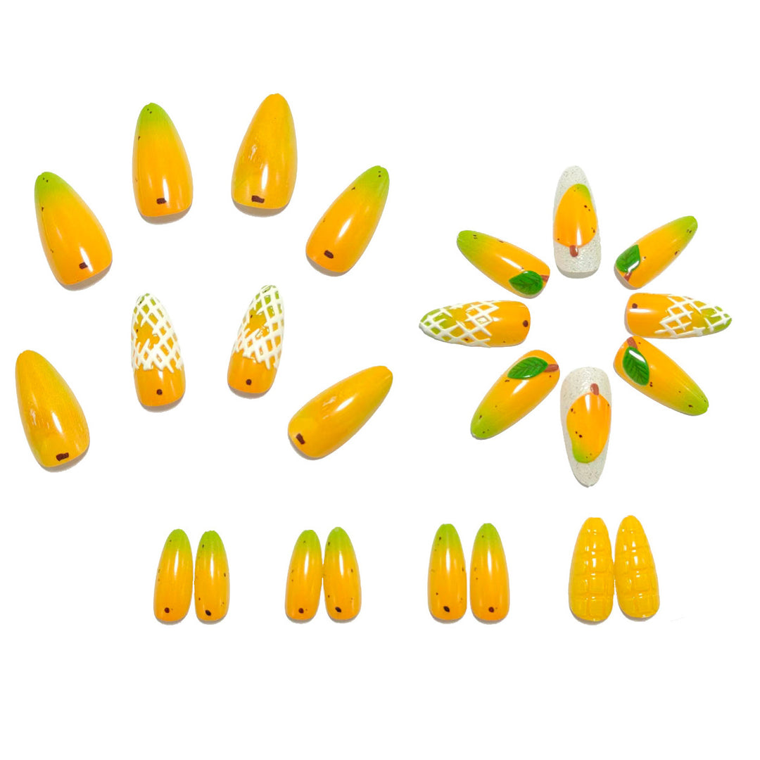 Creative artificial nails with colorful mango design Stornfield