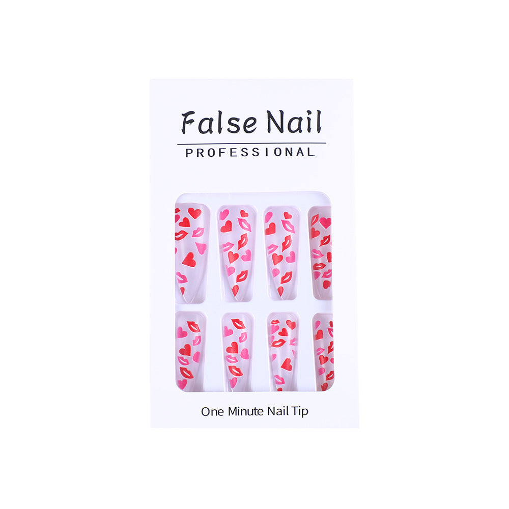 Artificial nail tips with heart motifs Stornfield