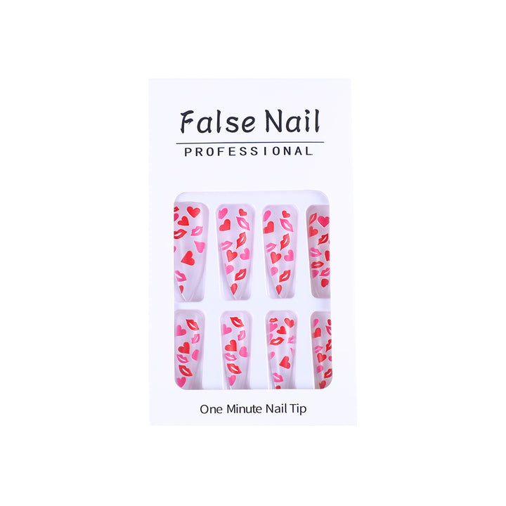 Artificial nail tips with heart motifs Stornfield