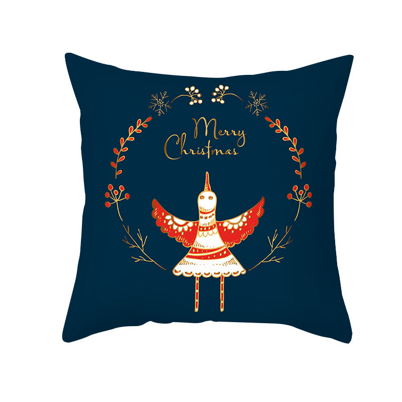 Decorative Holiday Throw Pillow Cover with Festive Ornament Print