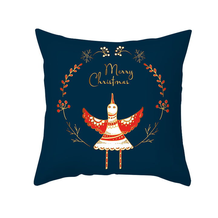Decorative Holiday Throw Pillow Cover with Festive Ornament Print