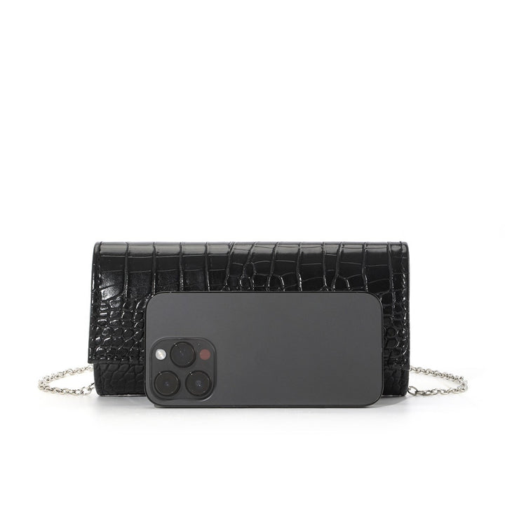 Crocodile-Embossed Evening Clutch
