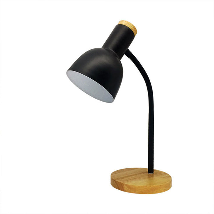 Adjustable Desk Lamp with Natural Wood Base