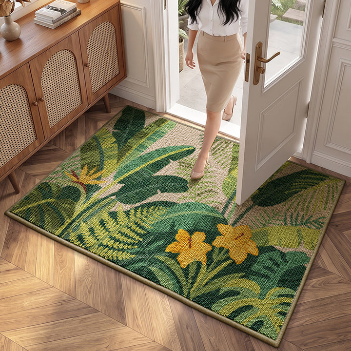 Tropical Leaf Design Area Rug
