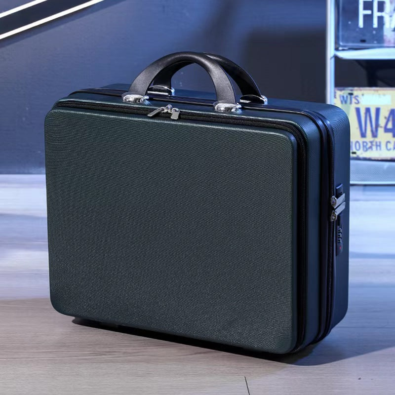 compact hard-shell travel vanity makeup case with TSA combination lock and dual-zip compartments Stornfield