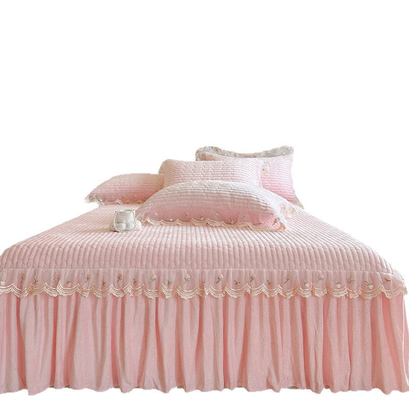 Embroidered Floral Bedding Set
