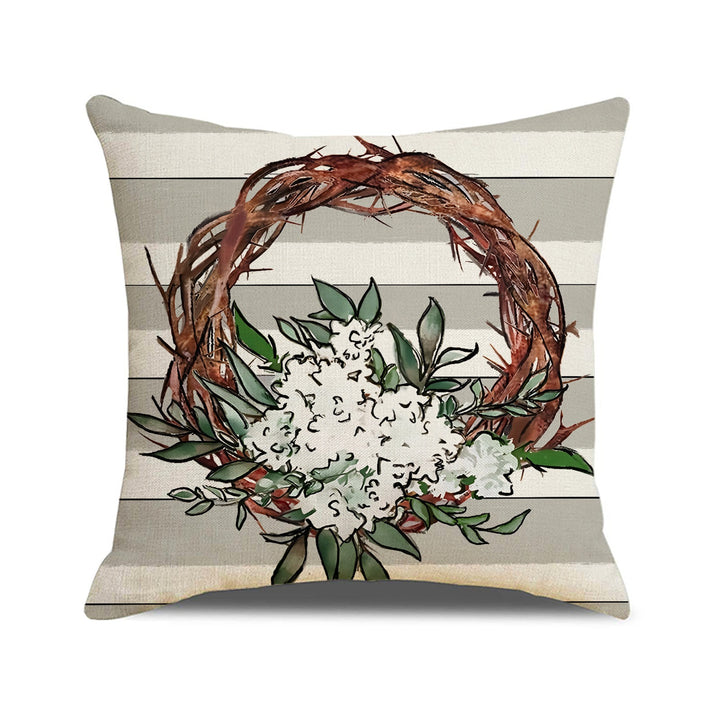 Decorative Floral Wreath Throw Pillow