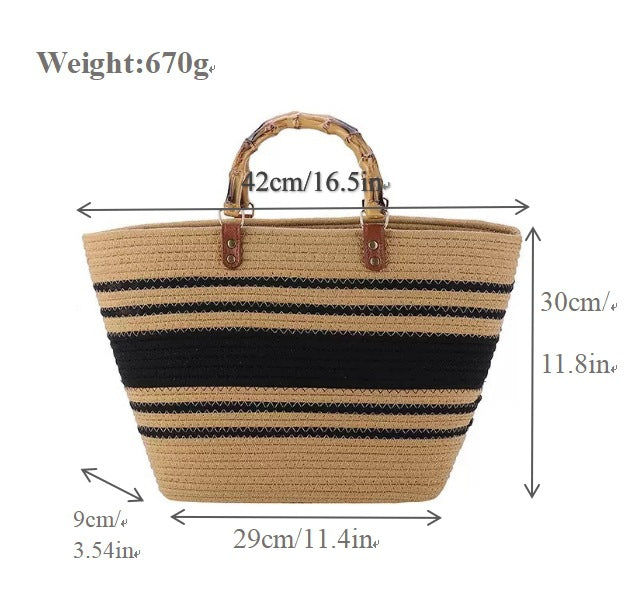 Stylish basket bag with bamboo handles Stornfield