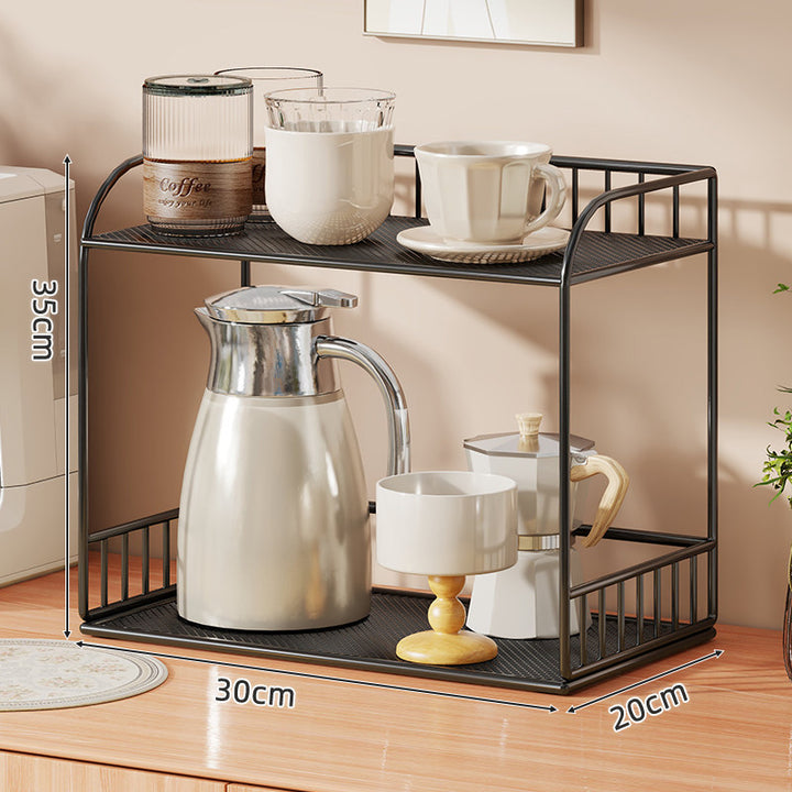 Compact Two-Tier Mesh Serving & Utility Cart with Locking Swivel Casters