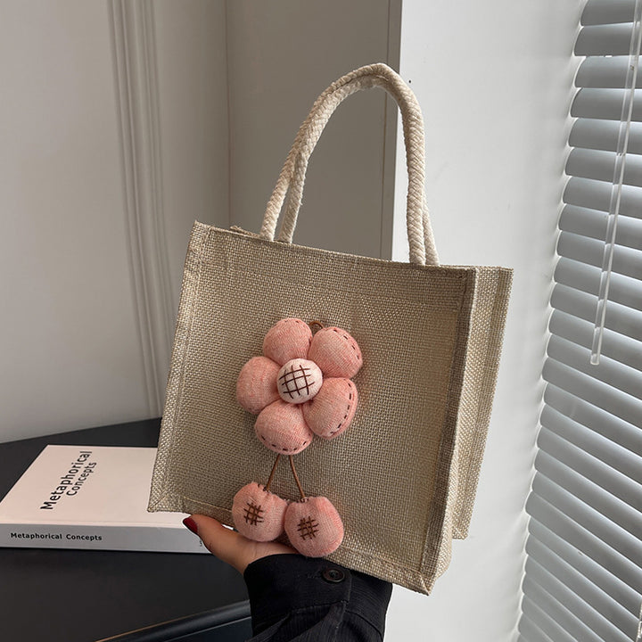 Floral Accent Tote Bag