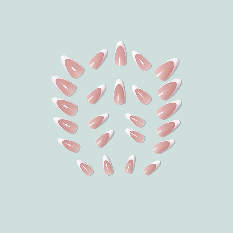 Stiletto artificial nails with elegant French design Stornfield