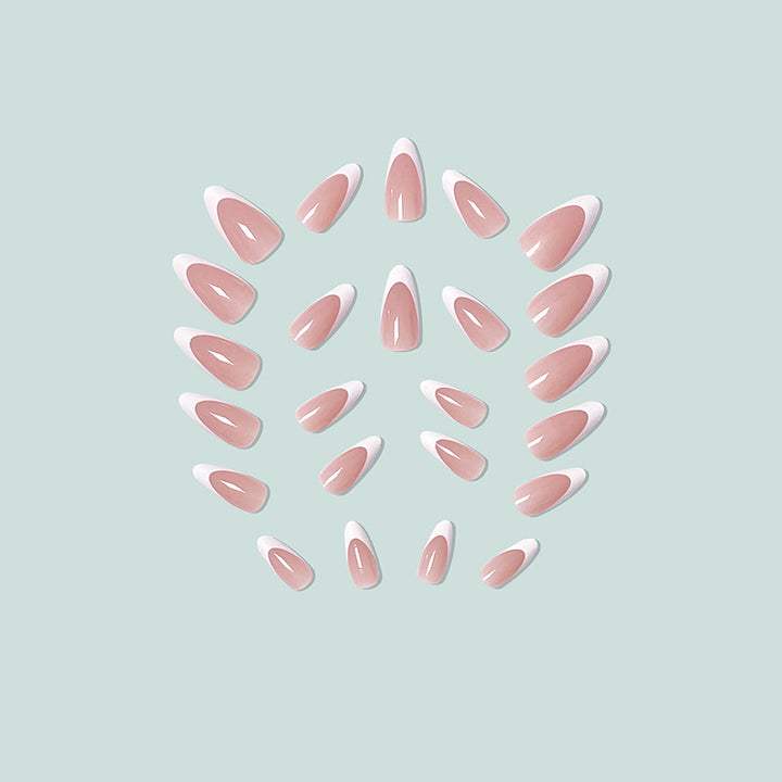 Stiletto artificial nails with elegant French design Stornfield