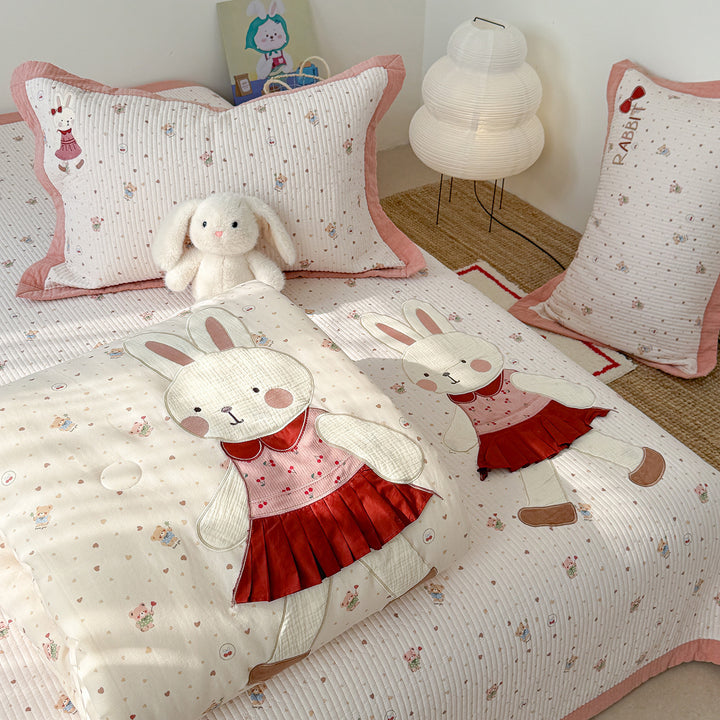Quilted Bunny Applique Comforter and Pillowcase Set